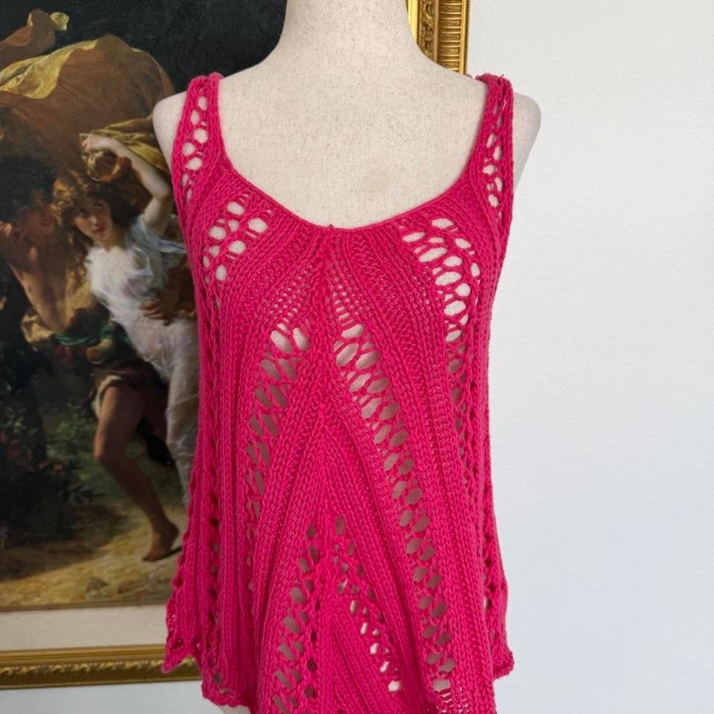 Agua Bendita Boho Fairy Pink Crochet Tank Top